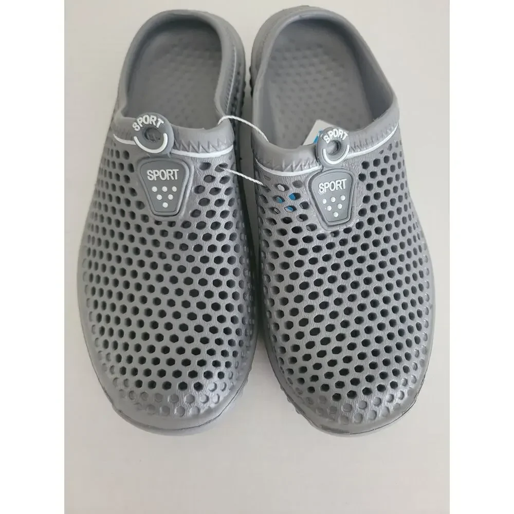 SPORT Rubber Pool‎ Shoes - Gray/White - Size 6-37. (x02g)